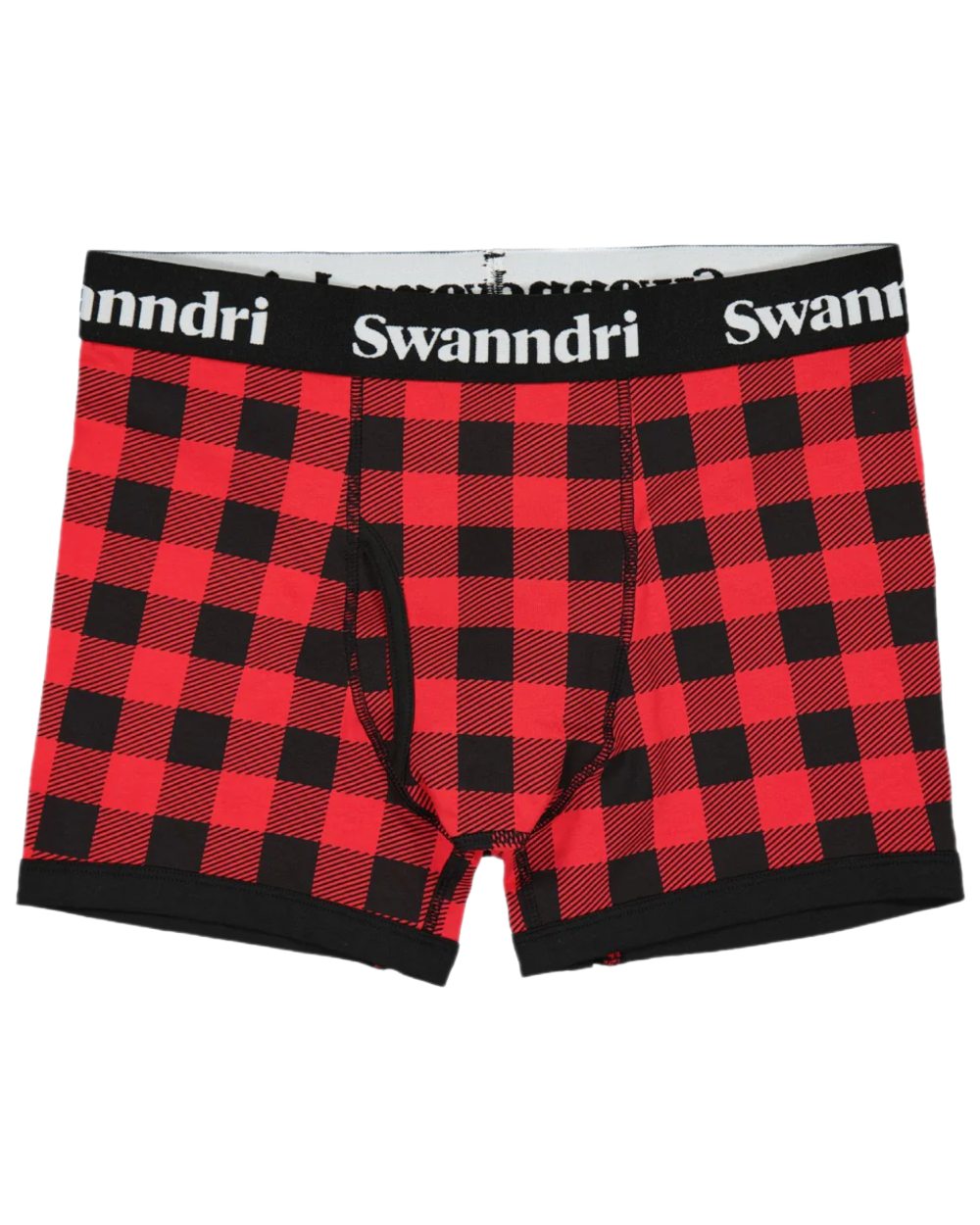 Red Black Check Coloured Swanndri Mens Underwear on white background 