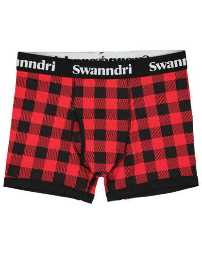 Red Black Check Coloured Swanndri Mens Underwear on white background 