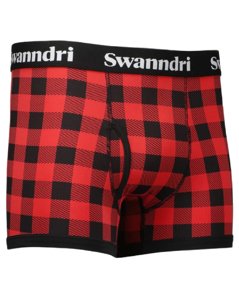 Red Black Check Coloured Swanndri Mens Underwear on white background 
