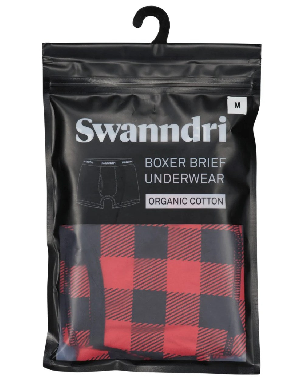 Red Black Check Coloured Swanndri Mens Underwear on white background 
