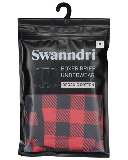 Red Black Check Coloured Swanndri Mens Underwear on white background 