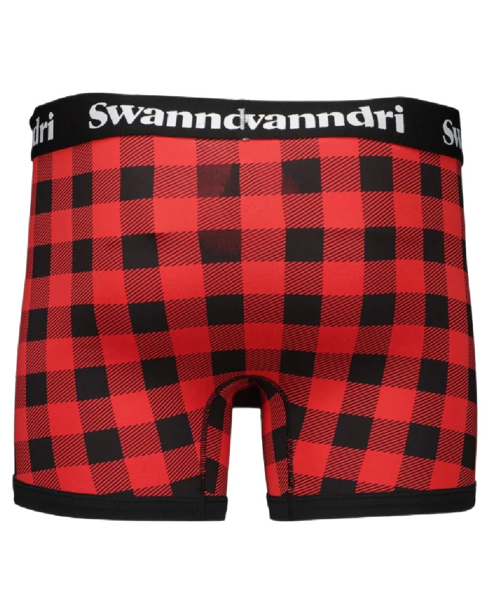 Red Black Check Coloured Swanndri Mens Underwear on white background 
