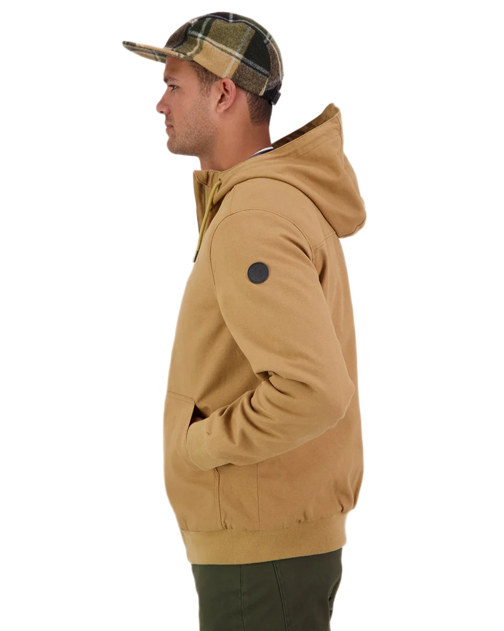 Cashew coloured Swanndri Mens Whitlow V2 Canvas Hoodie on white background 