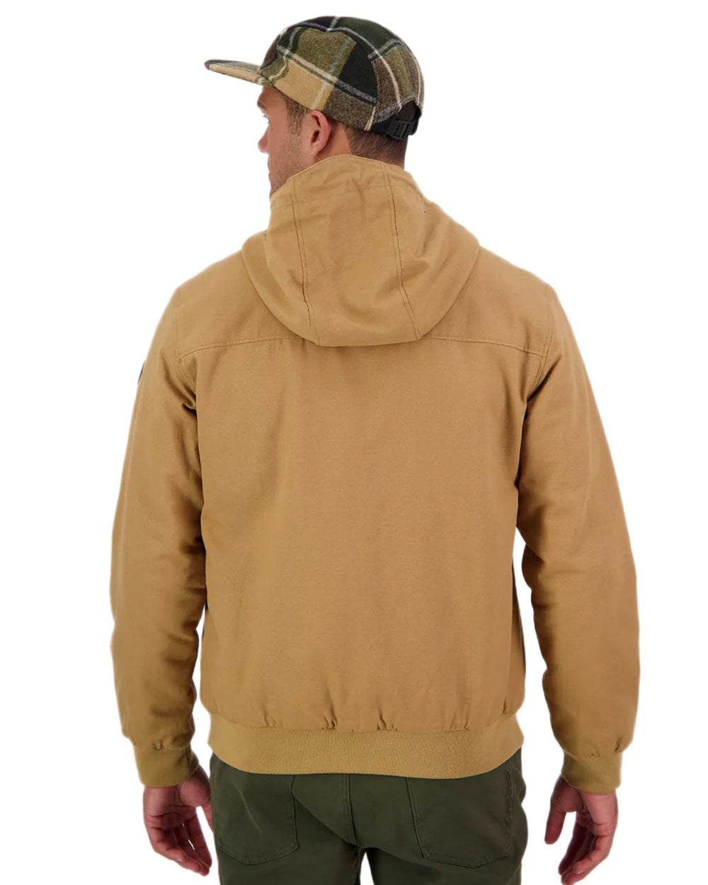 Cashew coloured Swanndri Mens Whitlow V2 Canvas Hoodie on white background 