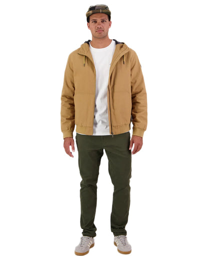 Cashew coloured Swanndri Mens Whitlow V2 Canvas Hoodie on white background 