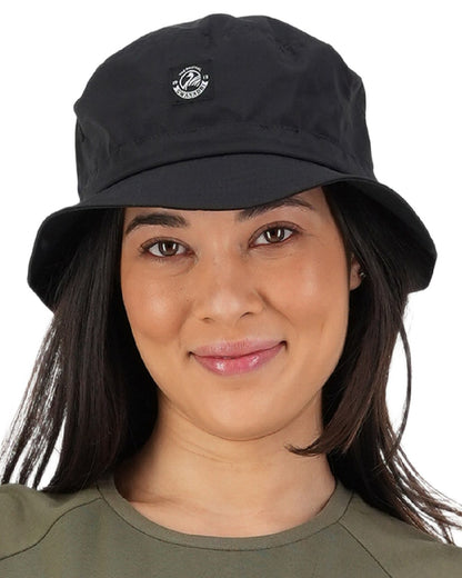 Black Coloured Swanndri Murrays Bay V2 Bucket Hat on white background 