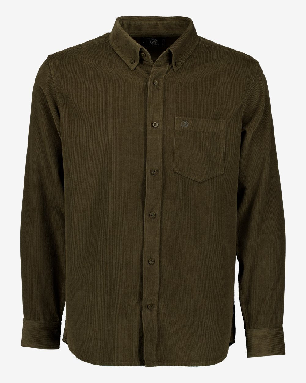 Olive Coloured Swandri Ranfurly Mens V2 Long Sleeve Shirt on White Background 