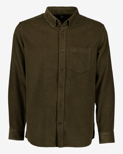 Olive Coloured Swandri Ranfurly Mens V2 Long Sleeve Shirt on White Background 