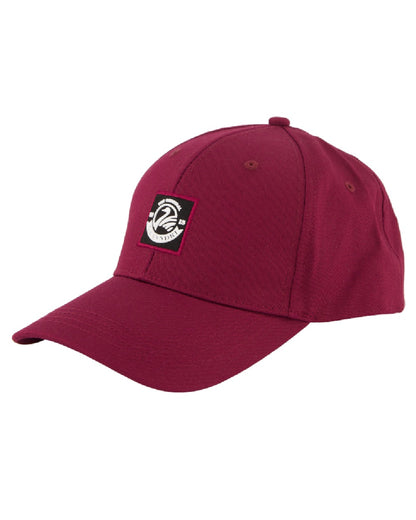 Burgundy Coloured Swanndri Swanni Baseball Cap on white background 