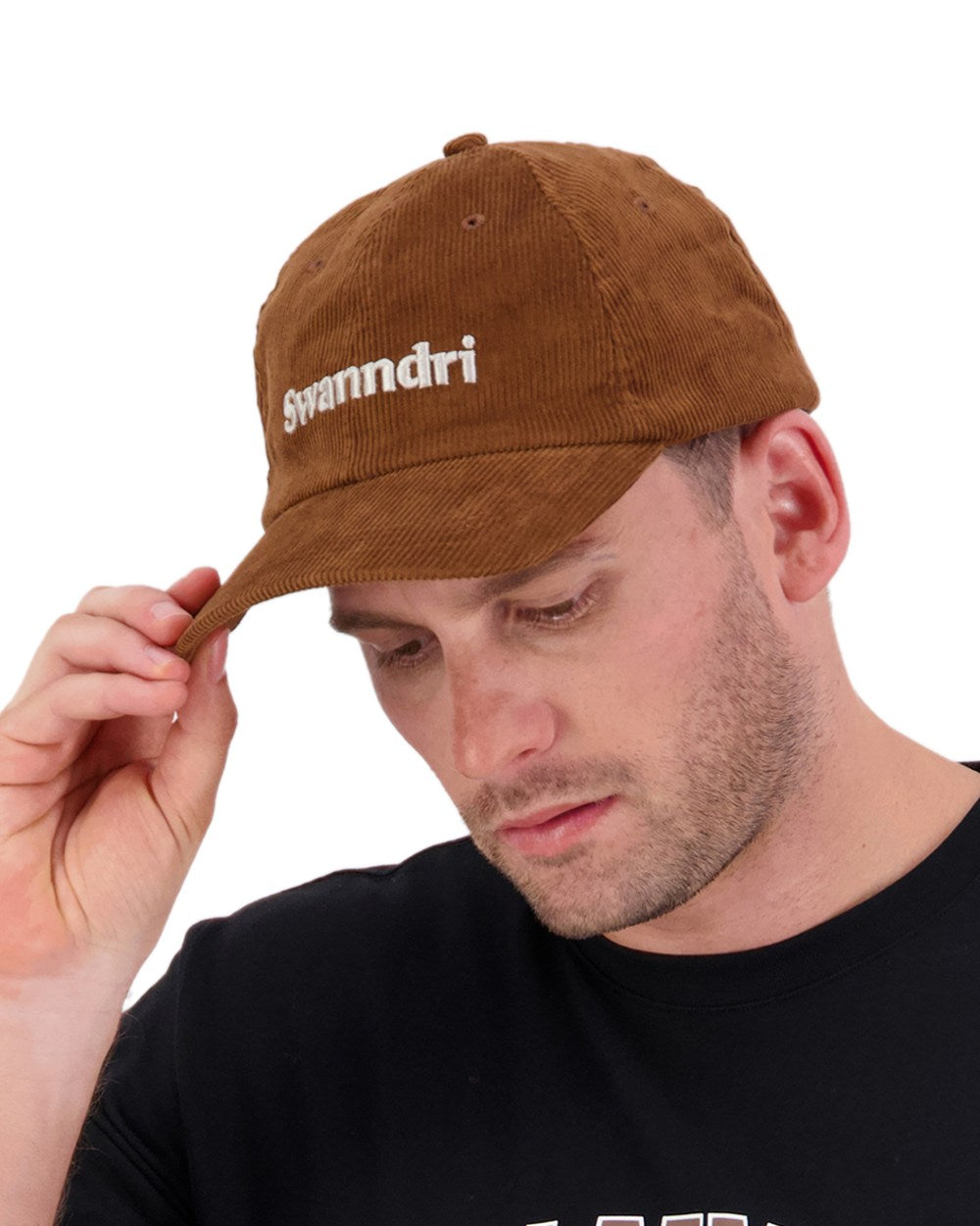 Nutshell Taupe Coloured Swanndri Swanni Corduroy Cap on white background 