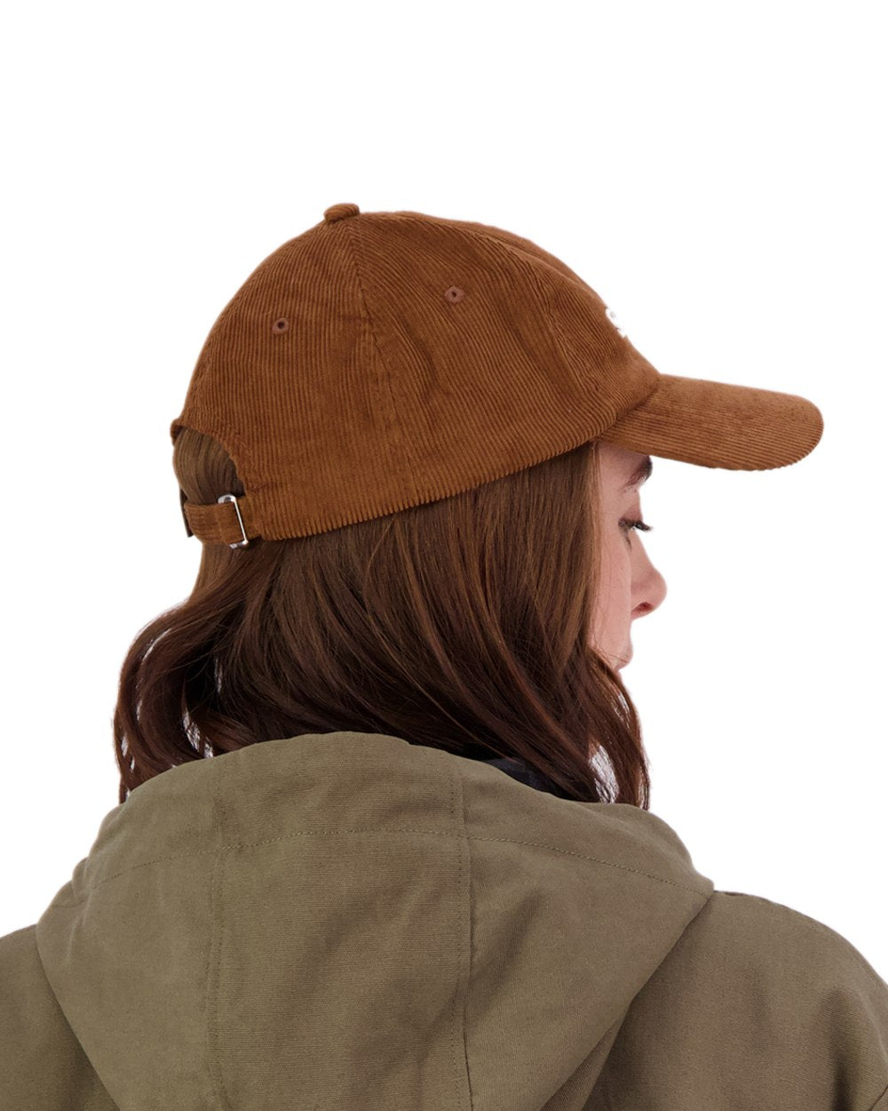 Nutshell Taupe Coloured Swanndri Swanni Corduroy Cap on white background 
