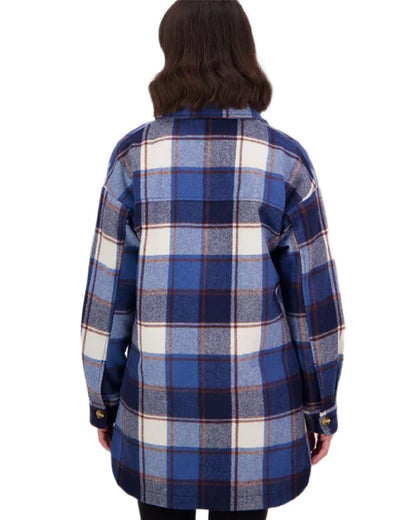 Fitzroy Check Coloured Swanndri Womens Anchorage Longline Jacket on white background 