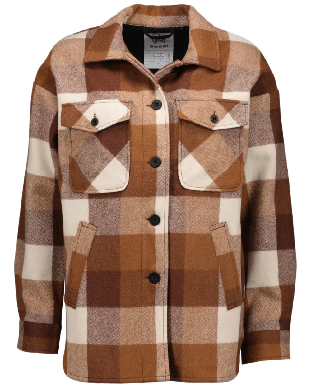 Chelsea Check Coloured Swanndri Womens Anchorage V2 Wool Shirt Jacket on white background 