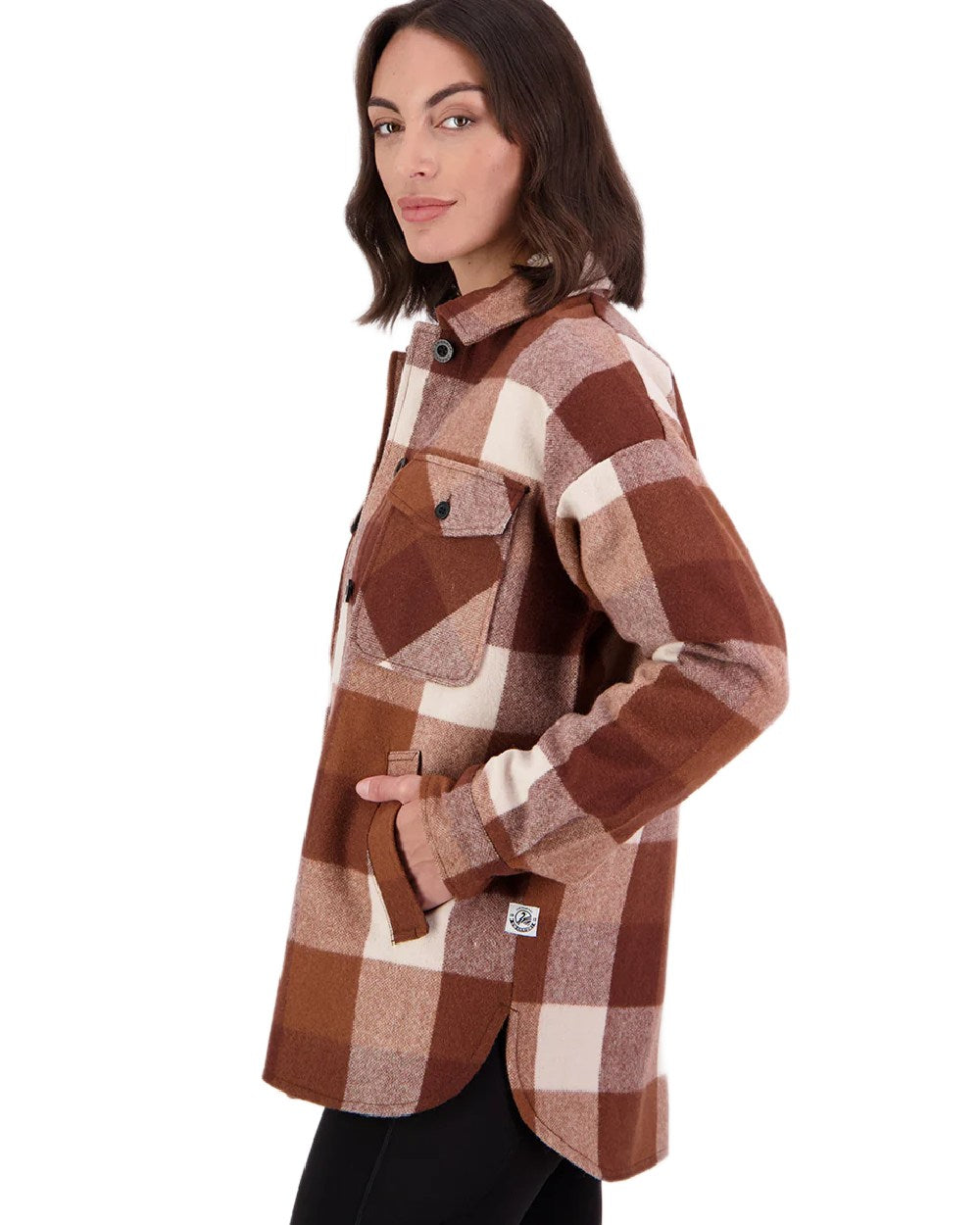 Chelsea Check Coloured Swanndri Womens Anchorage V2 Wool Shirt Jacket on white background 