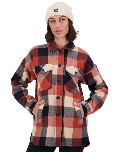 Georgia Check Coloured Swanndri Womens Anchorage V2 Wool Shirt Jacket on white background 