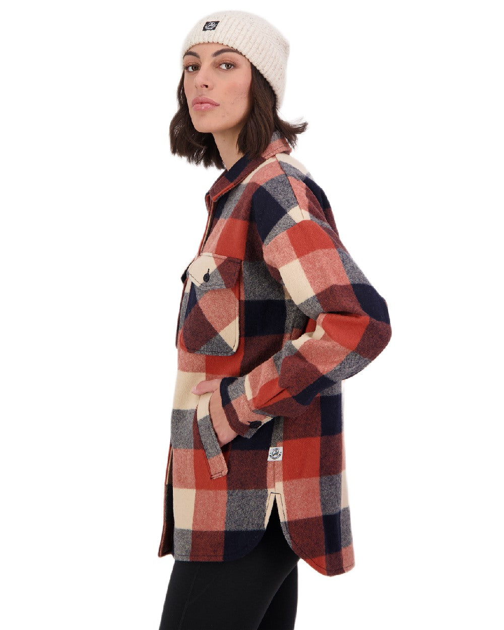 Georgia Check Coloured Swanndri Womens Anchorage V2 Wool Shirt Jacket on white background 