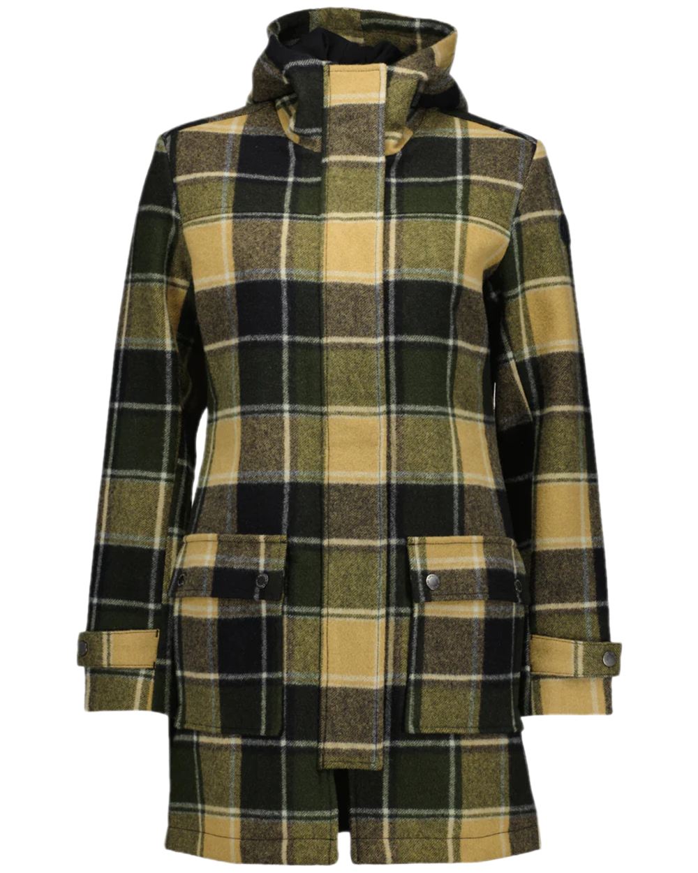 Denver Check Coloured Swanndri Womens Annmore Wool Overcoat on white background 