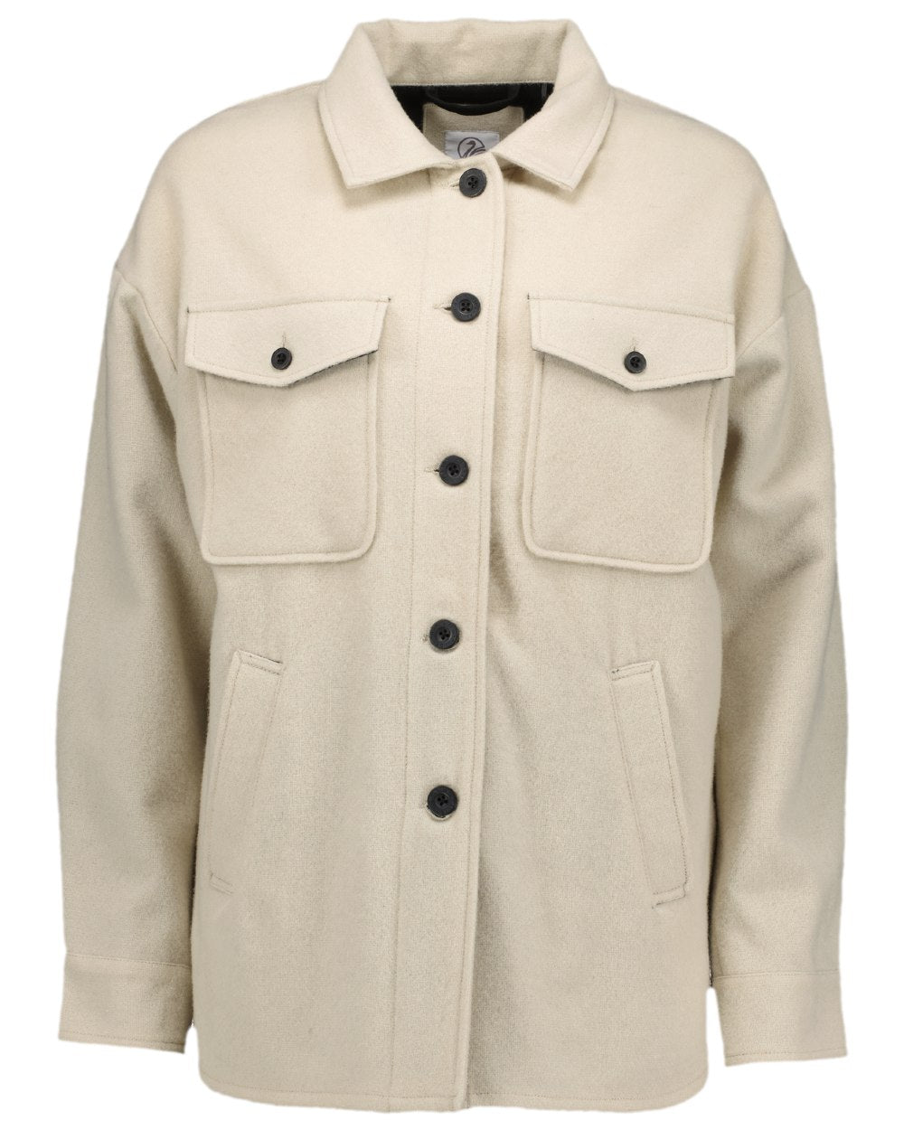 Taupe Coloured Swanndri Womens Harbourage Lite Wool Shacket on white background 