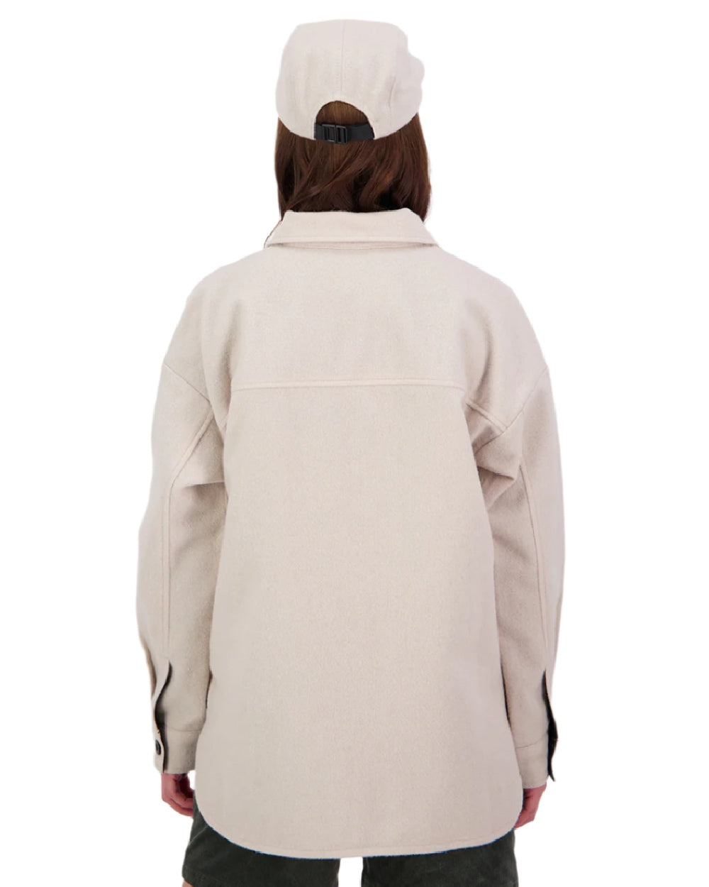 Taupe Coloured Swanndri Womens Harbourage Lite Wool Shacket on white background 