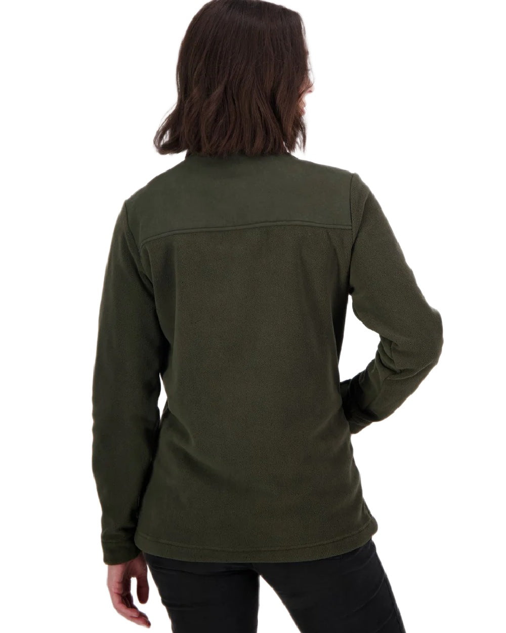 Olive Coloured Swanndri Womens High Rock Fleece Hoodie on white background 