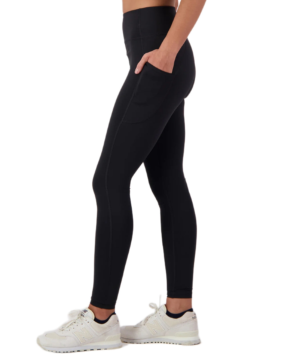 Black coloured Swanndri Womens High Rock Lite Leggings on white background 