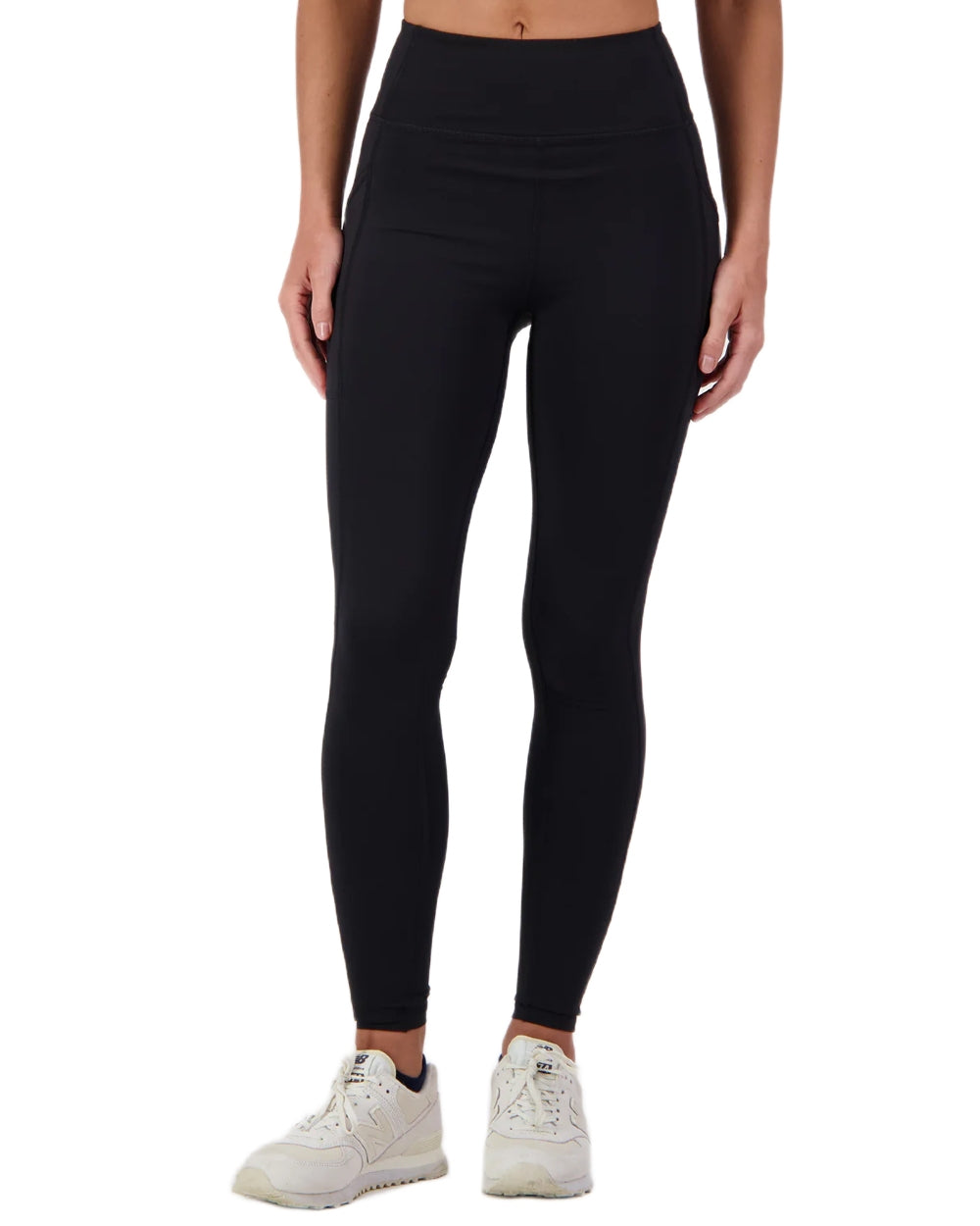 Black coloured Swanndri Womens High Rock Lite Leggings on white background 