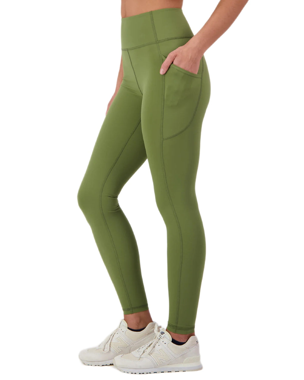 Clover coloured Swanndri Womens High Rock Lite Leggings on white background 