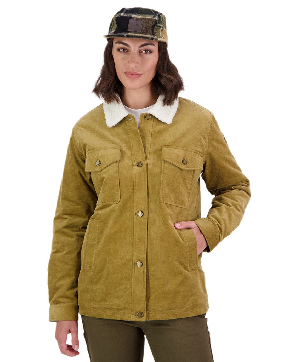 Cashew Coloured Swanndri Womens Kaituna Corduroy Jacket on white background 