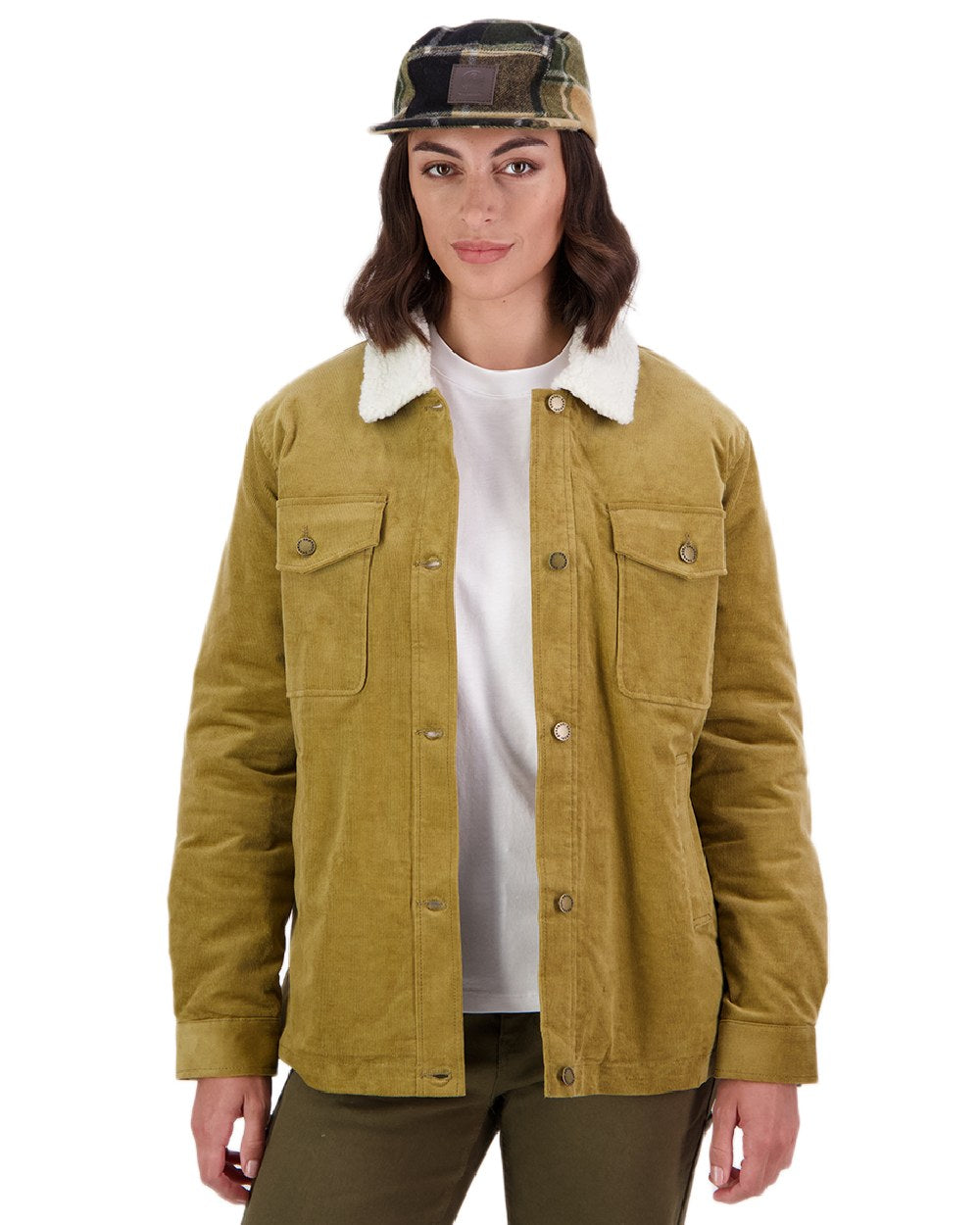 Cashew Coloured Swanndri Womens Kaituna Corduroy Jacket on white background 