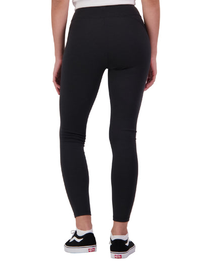 Black Coloured Swanndri Womens Merino Fusion Leggings on white background 