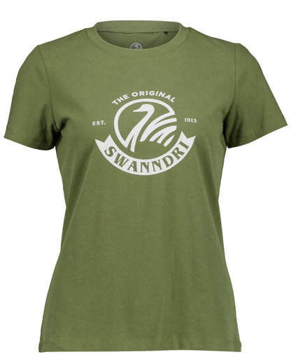 Clover Platinum coloured Swanndri Womens Original V3 T-Shirt on white background 