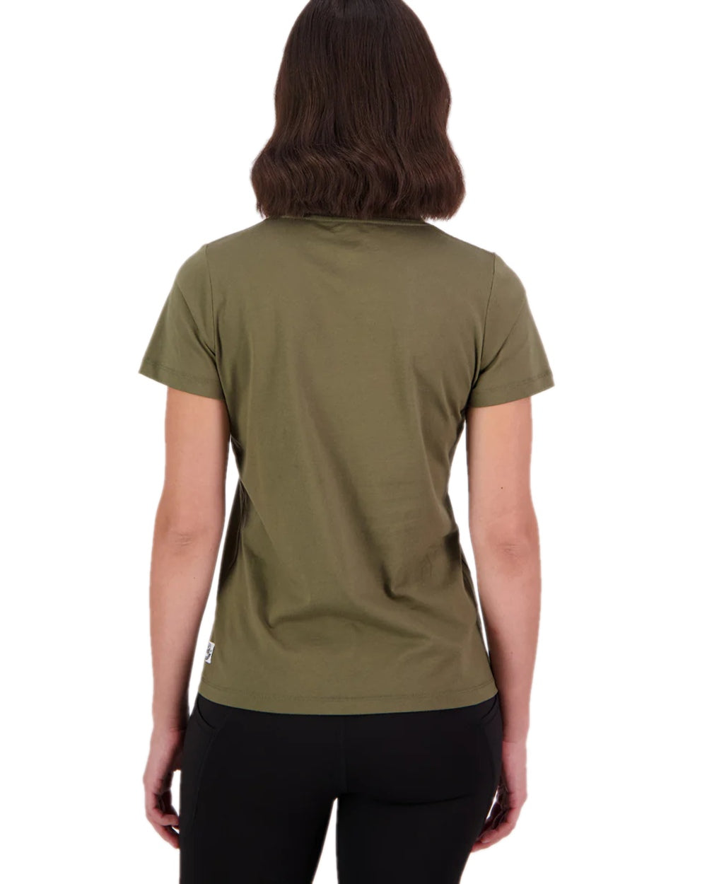 Dark Olive Horizon Grey Coloured Swanndri Womens Original V3 T-Shirt on white background 