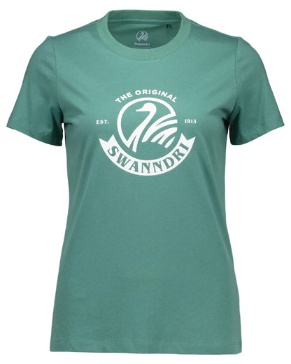 Jade Green White Coloured Swanndri Womens Original V3 T-Shirt on white background 