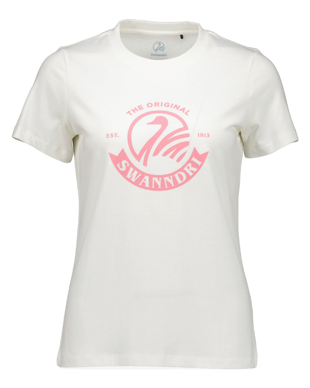 White Raspberry Coloured Swanndri Womens Original V3 T-Shirt on white background 