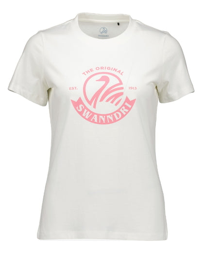 White Raspberry Coloured Swanndri Womens Original V3 T-Shirt on white background 