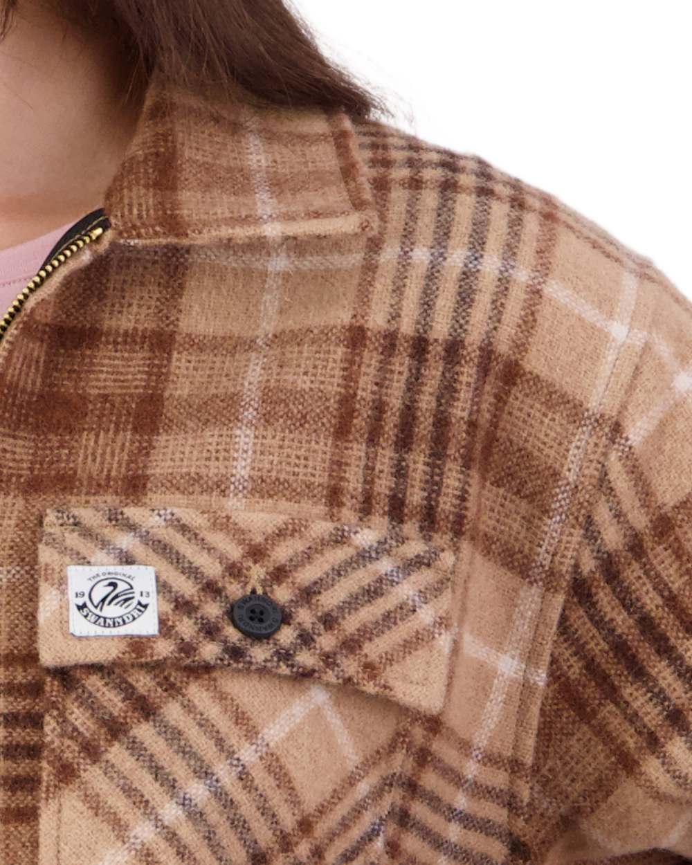 Ashgrove Check Coloured Swanndri Womens Ranger Wool Bush Shirt on white background 