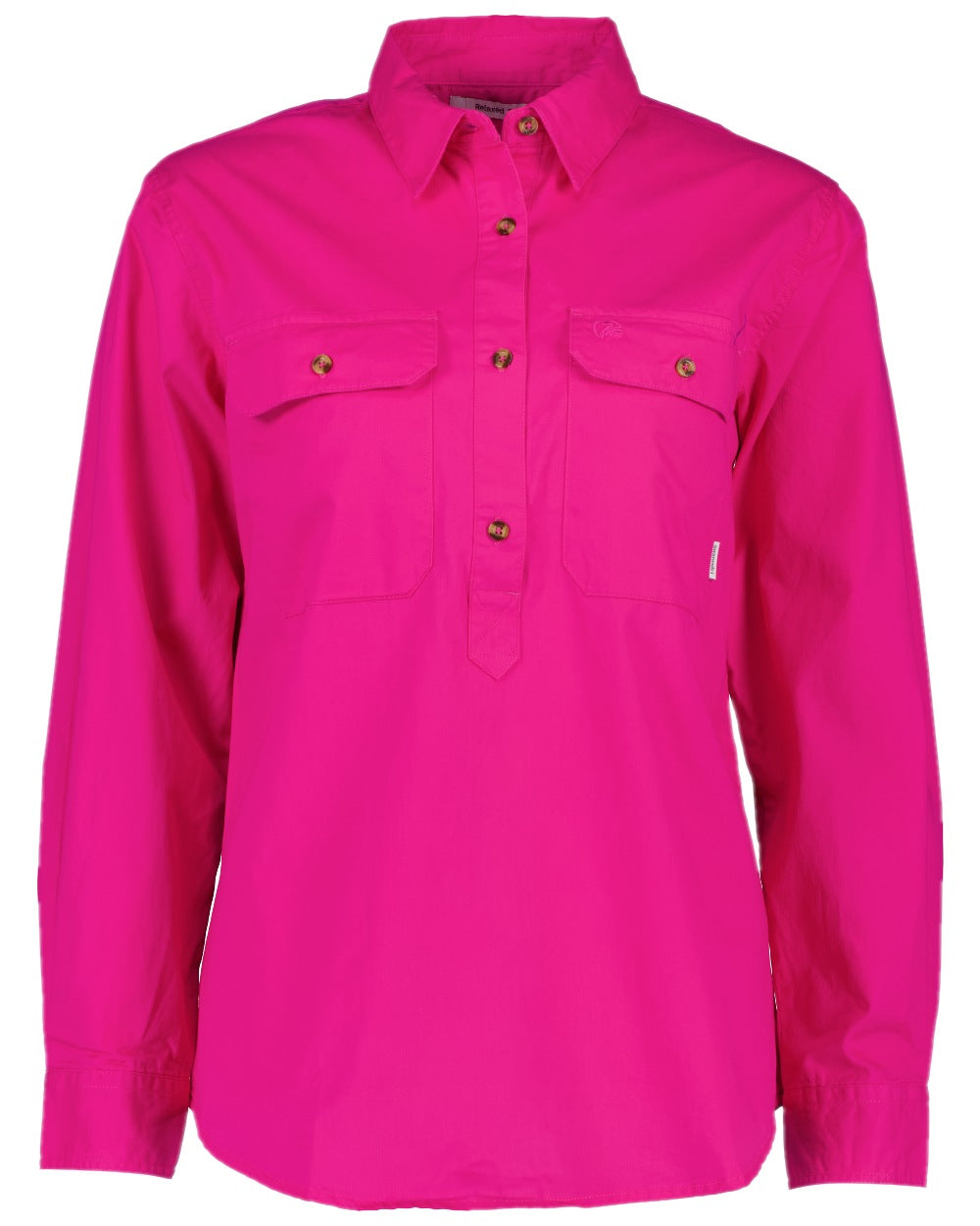 Pink Coloured Swanndri Womens Roma Long Sleeve Shirt on white background 