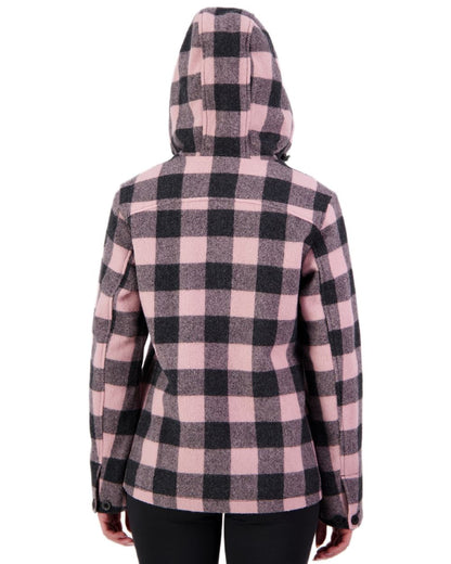 Pink Salt Charcoal Coloured Swanndri Womens Seattle V2 Wool Hooded Sweater on white background 