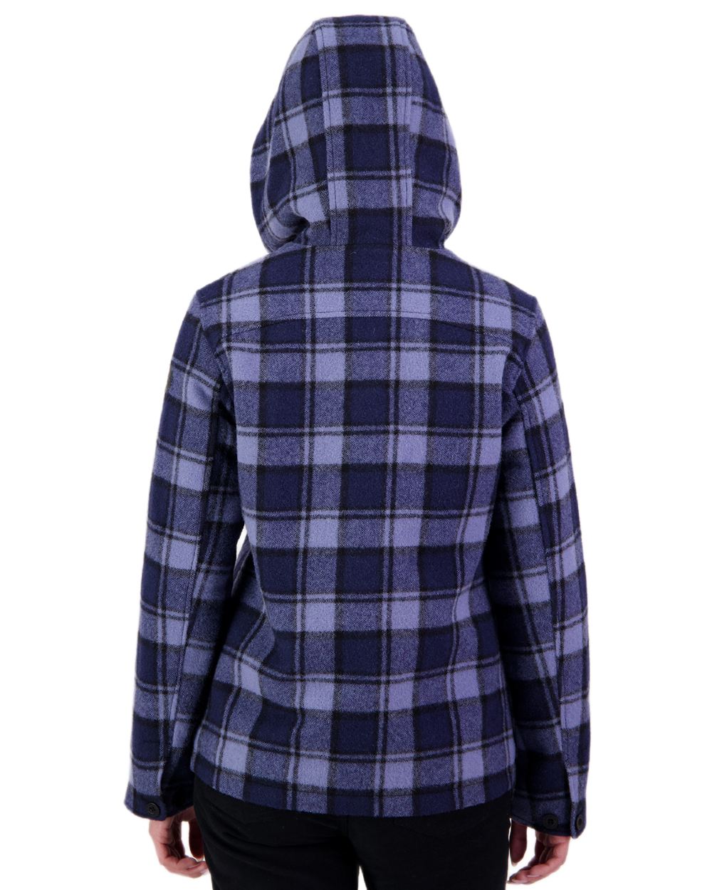 Rhode Island Check Coloured Swanndri Womens Seattle V2 Wool Hooded Sweater on white background 
