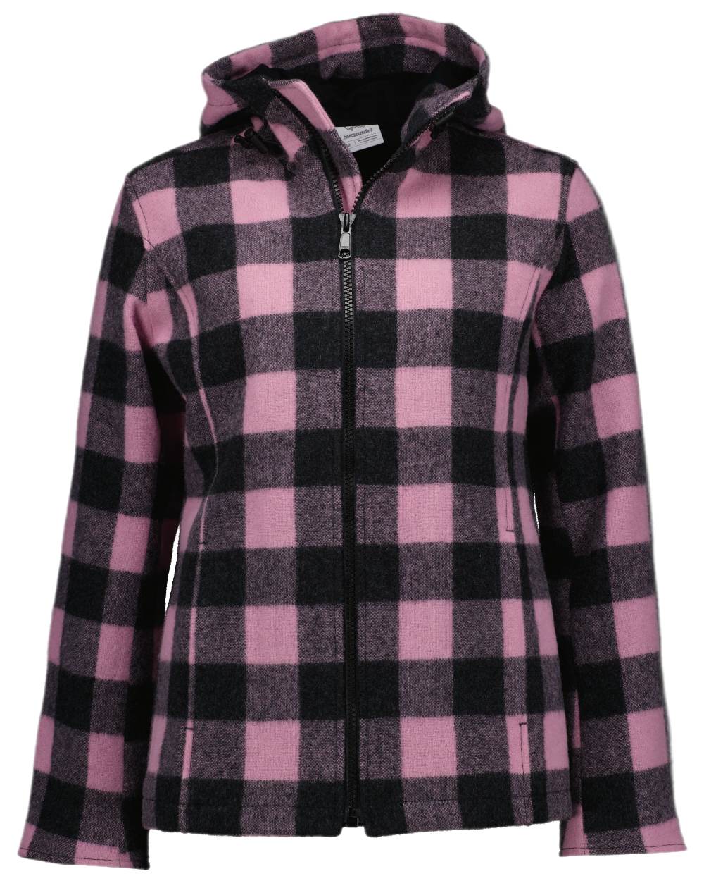 Shadow Blossom Check Coloured Swanndri Womens Seattle V2 Wool Hooded Sweater on white background 