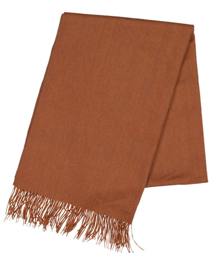 Rusty Coloured Swanndri Womens Wide Scarf on white background 