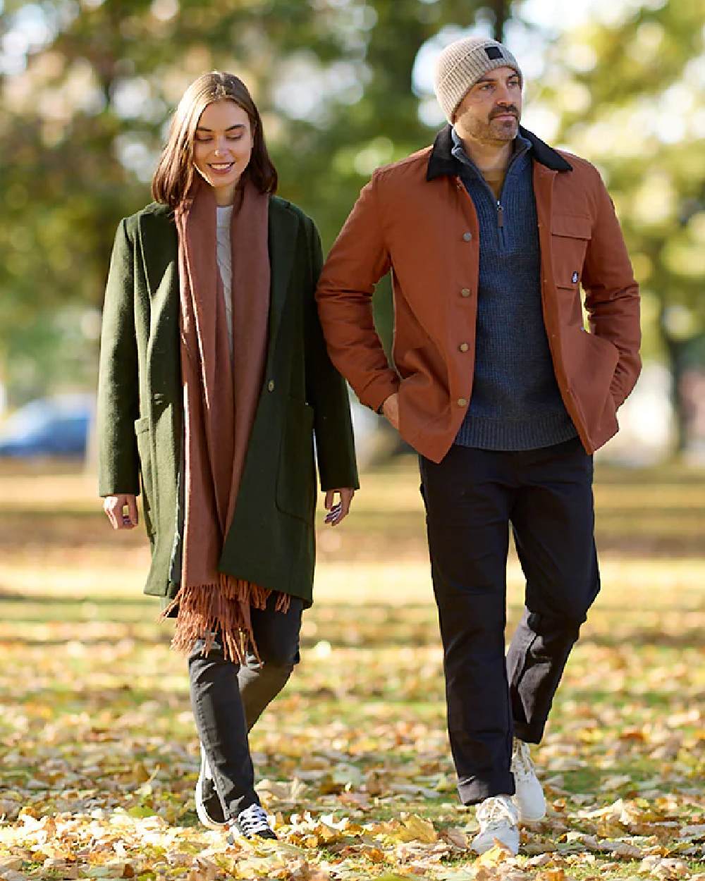 Rusty Coloured Swanndri Womens Wide Scarf on outdoor background 
