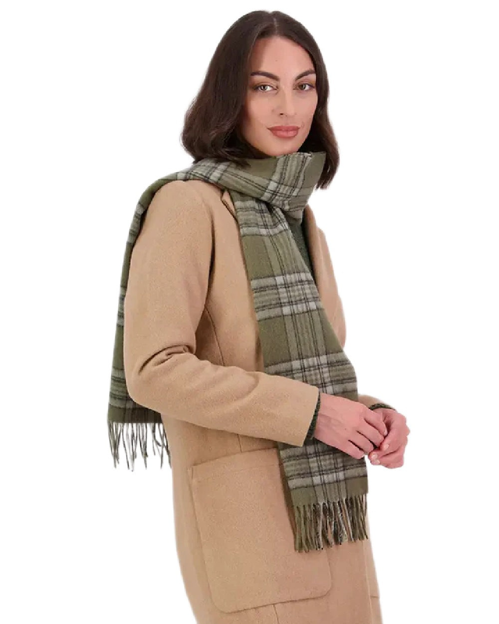 Lt Woodlands Check Coloured Swanndri Wool Scarfie on white background 