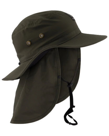 Olive Black coloured Swanndri Explorer Crushable Sun Hat on white background 