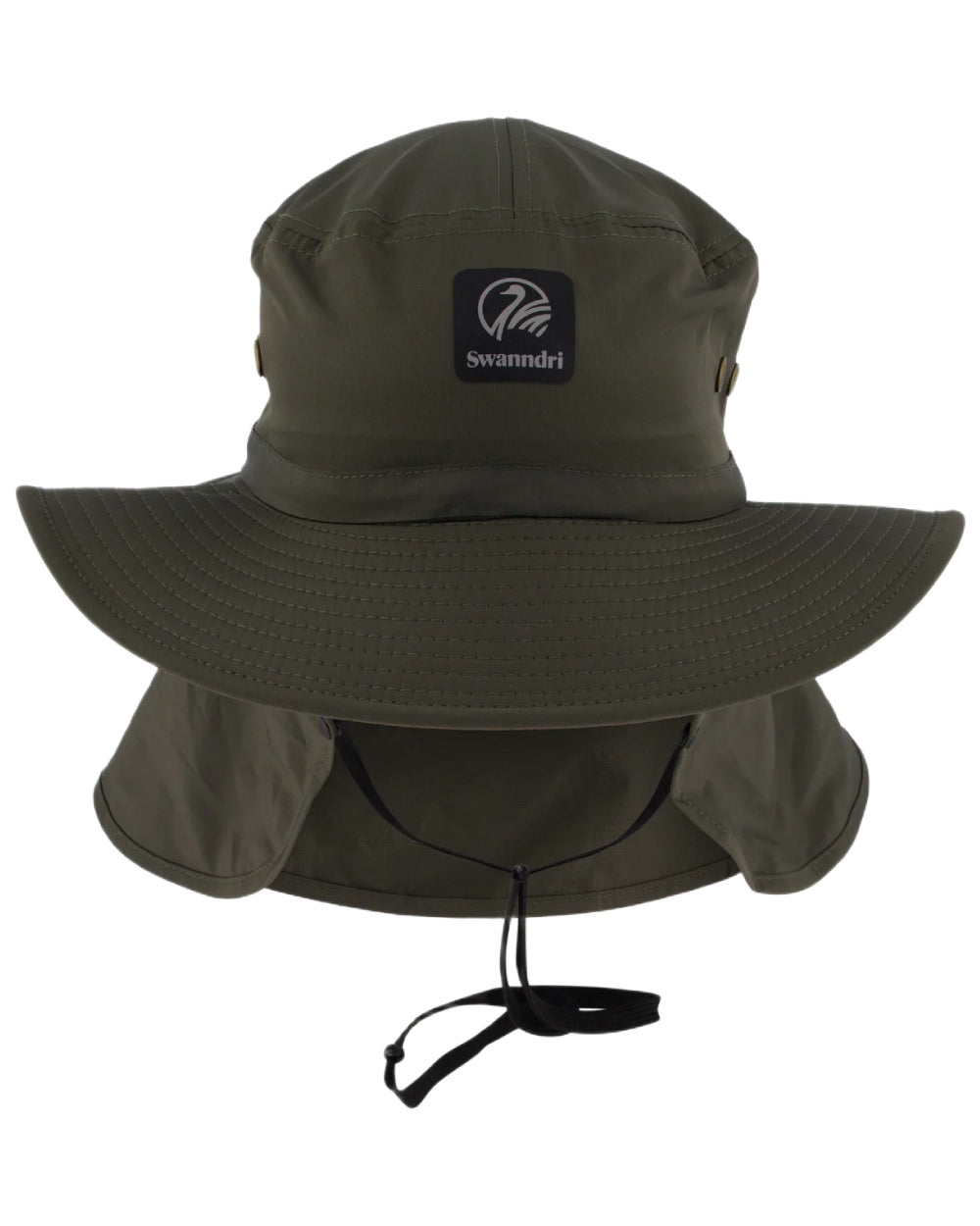 Olive Black coloured Swanndri Explorer Crushable Sun Hat on white background 