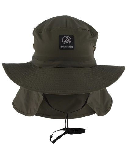 Olive Black coloured Swanndri Explorer Crushable Sun Hat on white background 