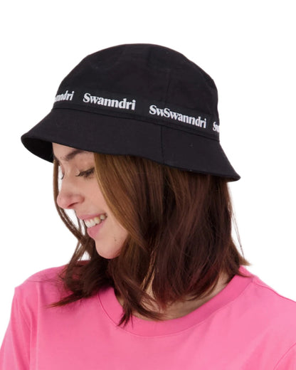 Black coloured Swanndri Swanni Bucket Hat on white background 