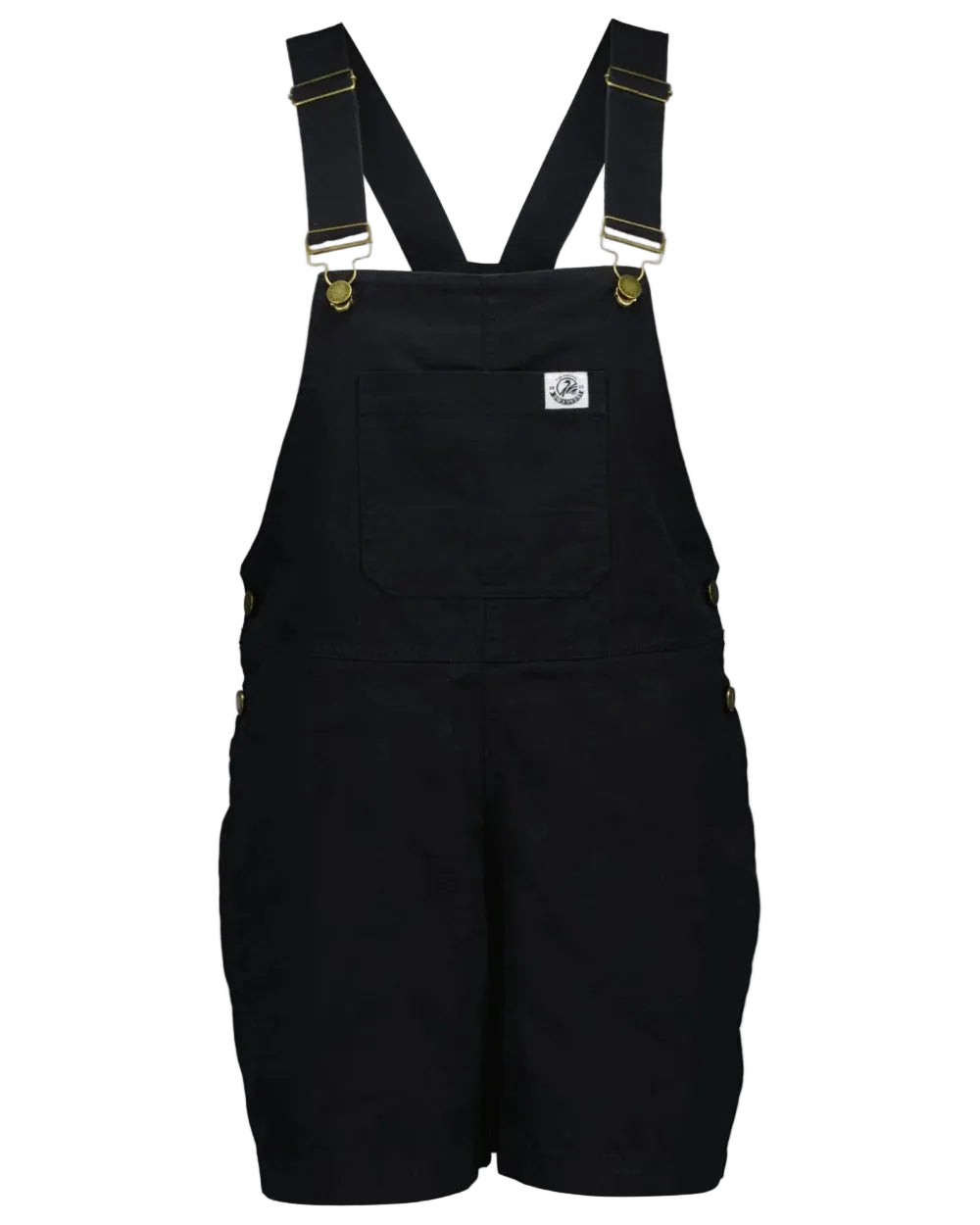 Black coloured Swanndri Womens Brooklyn V2 Short Dungarees on white background 