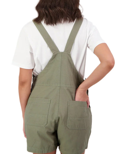 Clover coloured Swanndri Womens Brooklyn V2 Short Dungarees on white background 