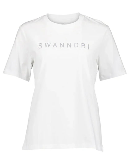 White Platinum coloured Swanndri Womens Script V2 T-Shirt on white background 